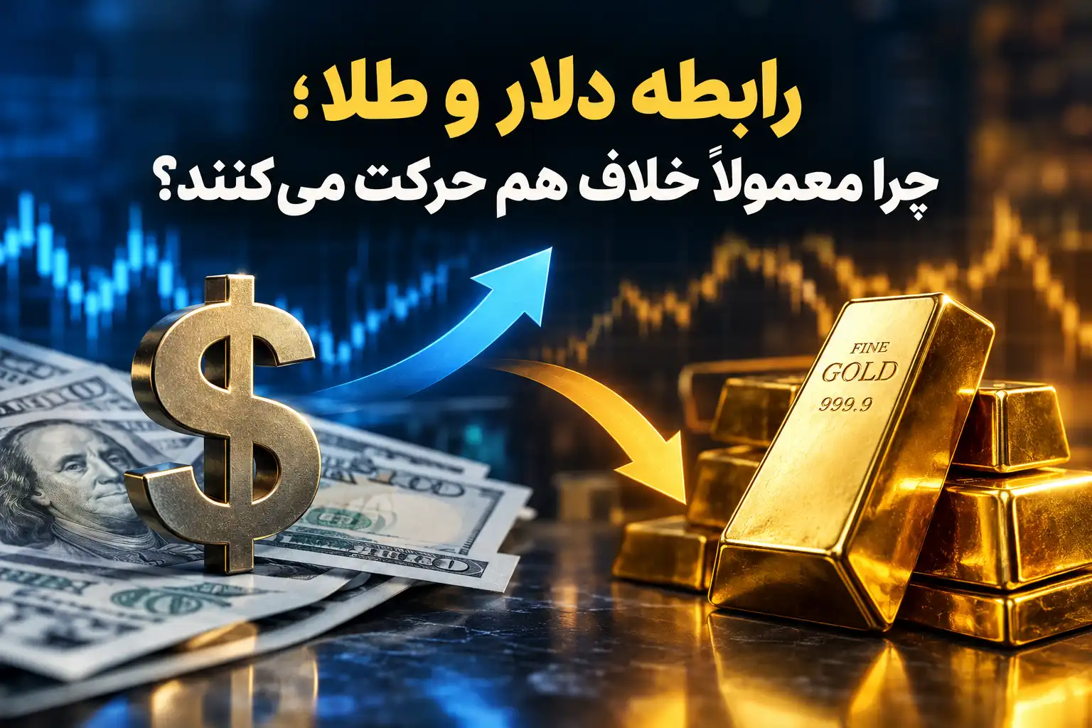 تصویر رابطه دلار و طلا